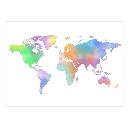 Plakat samoprzylepny Kolorowa mapa świata na białym tle