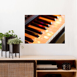 Plakat samoprzylepny Klawisze fortepianowe z kolorowymi światłami