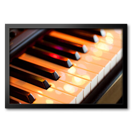 Obraz w ramie Klawisze fortepianowe z kolorowymi światłami