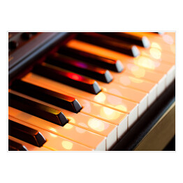 Plakat samoprzylepny Klawisze fortepianowe z kolorowymi światłami