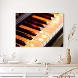Obraz na płótnie Klawisze fortepianowe z kolorowymi światłami