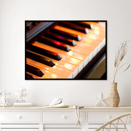 Plakat w ramie Klawisze fortepianowe z kolorowymi światłami