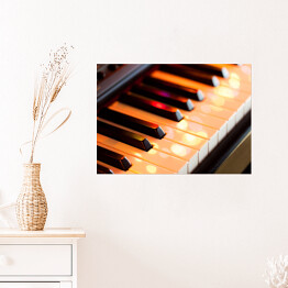 Plakat Klawisze fortepianowe z kolorowymi światłami