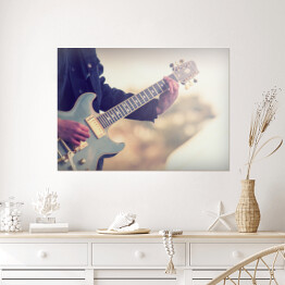Plakat samoprzylepny Gitarzysta - ilustracja w jasnych barwach