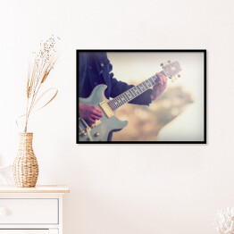 Plakat w ramie Gitarzysta - ilustracja w jasnych barwach
