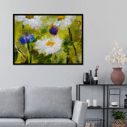Plakat w ramie Obraz olejny - piękne pospolite kwiaty 