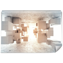 Fototapeta Bloki geometryczne, betonowe sześciany 3D