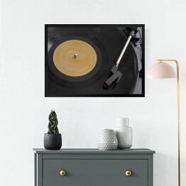 Obraz w ramie Przenośny gramofon odtwarzający płytę winylową