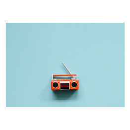Plakat samoprzylepny Radio w stylu vintage na niebieskim tle