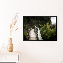 Obraz w ramie Drewniany most wzdłuż lasu 