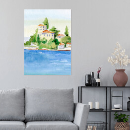 Plakat samoprzylepny Morski krajobraz malowany akwarelą