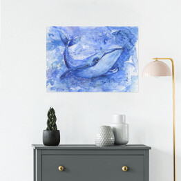 Plakat Akwarela - płetwal błękitny