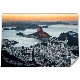Fototapeta Piękny widok z Rio de Janeiro na wzgórza o zachodzie słońca