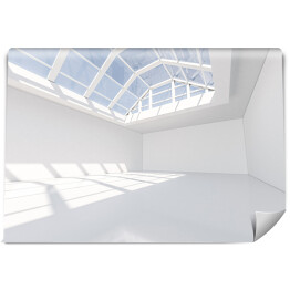 Fototapeta Białe, nowoczesne pomieszczenie z przeszklonym dachem 3D