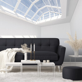 Fototapeta Białe, nowoczesne pomieszczenie z przeszklonym dachem 3D
