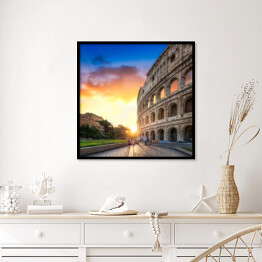 Plakat w ramie Koloseum w Rzymie, Włochy o wschodzie słońca