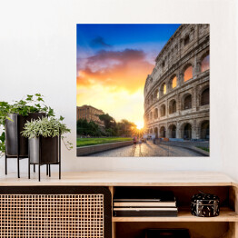 Plakat samoprzylepny Koloseum w Rzymie, Włochy o wschodzie słońca