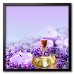 Obraz w ramie Lawenda - olejek lawendowy i świeca zapachowa