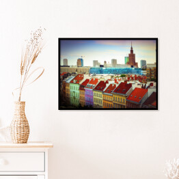 Plakat w ramie Kolorowa panorama Warszawy, Krakowskie Przedmiescie