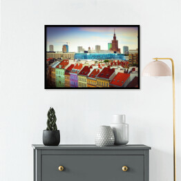 Plakat w ramie Kolorowa panorama Warszawy, Krakowskie Przedmiescie