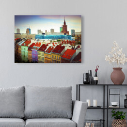 Obraz na płótnie Kolorowa panorama Warszawy, Krakowskie Przedmiescie