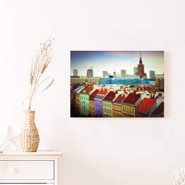 Obraz na płótnie Kolorowa panorama Warszawy, Krakowskie Przedmiescie