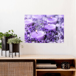Plakat samoprzylepny Świece lawendowe i kwiaty