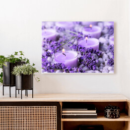 Obraz na płótnie Świece lawendowe i kwiaty