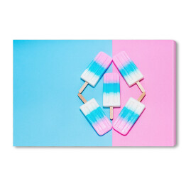 Obraz na płótnie Kolorowe lody na różowym i błękitnym tle