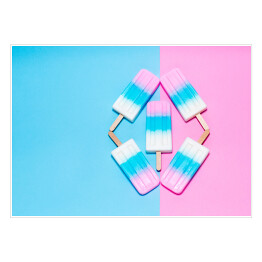 Plakat Kolorowe lody na różowym i błękitnym tle