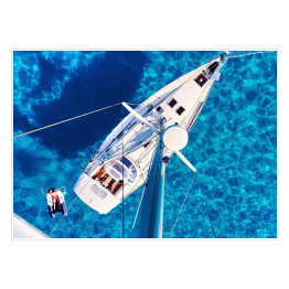 Plakat Jacht i czyste Morze Śródziemne, Ibiza, Hiszpania