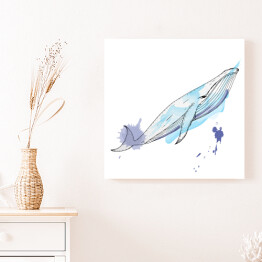 Obraz na płótnie Malowana akwarela - błękitny wieloryb