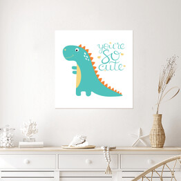 Plakat samoprzylepny Uroczy niebieski dinozaur