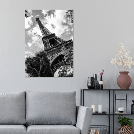 Plakat Paryskie inspiracje. Czarno biała Wieża Eiffla