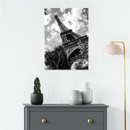 Plakat samoprzylepny Paryskie inspiracje. Czarno biała Wieża Eiffla