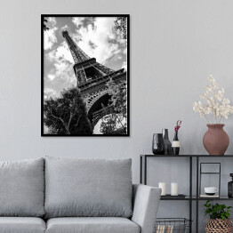 Plakat w ramie Paryskie inspiracje. Czarno biała Wieża Eiffla