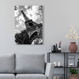 Obraz na płótnie Paryskie inspiracje. Czarno biała Wieża Eiffla
