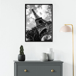 Plakat w ramie Paryskie inspiracje. Czarno biała Wieża Eiffla