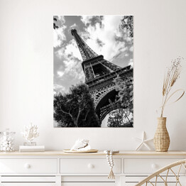Plakat samoprzylepny Paryskie inspiracje. Czarno biała Wieża Eiffla
