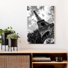 Obraz na płótnie Paryskie inspiracje. Czarno biała Wieża Eiffla
