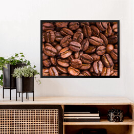 Obraz w ramie Palone brązowe ziarna kawy