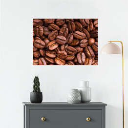 Plakat samoprzylepny Palone brązowe ziarna kawy