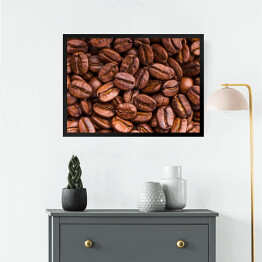 Obraz w ramie Palone brązowe ziarna kawy