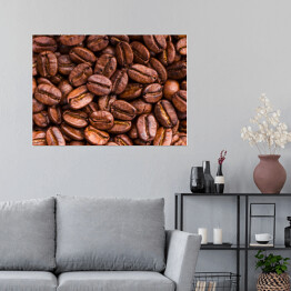 Plakat Palone brązowe ziarna kawy