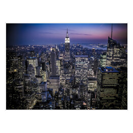 Plakat samoprzylepny Rozświetlone wieżowce Manhattanu w Nowym Jorku z Empire State Building
