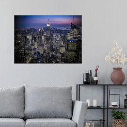 Plakat Rozświetlone wieżowce Manhattanu w Nowym Jorku z Empire State Building
