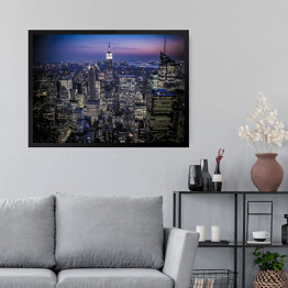 Obraz w ramie Rozświetlone wieżowce Manhattanu w Nowym Jorku z Empire State Building