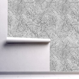 Tapeta samoprzylepna w rolce spójny geometryczny nadruk w stylu vintage. Grunge tekstura. Szare i białe kolory.