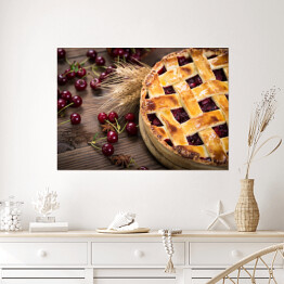 Plakat Słodkie domowe ciasto wiśniowe