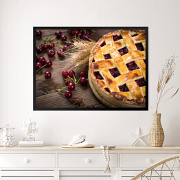 Obraz w ramie Słodkie domowe ciasto wiśniowe